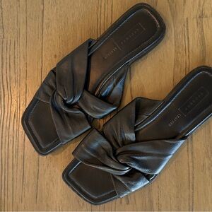 Topshop Black Leather Twist Sandals